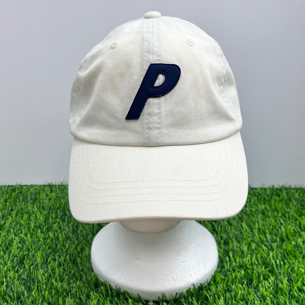 Palace‎ Skateboard Stadium 6 P Logo Cap Hat Cream White Cotton Adjustable Strap